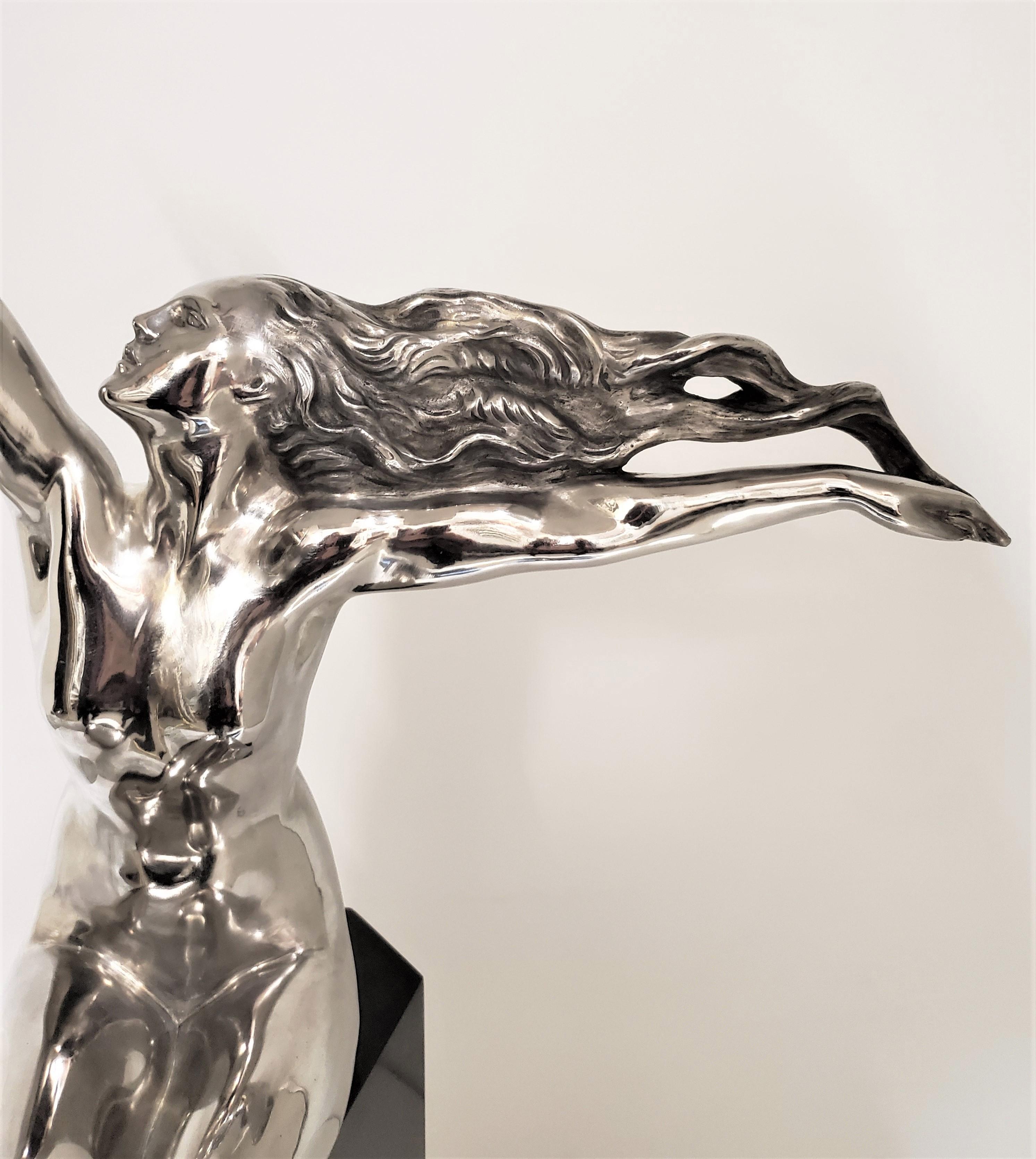 Original-Art-Déco-Skulptur Gennarelli aus vernickelter Bronze in höchster Größe, Gennarelli im Angebot 3