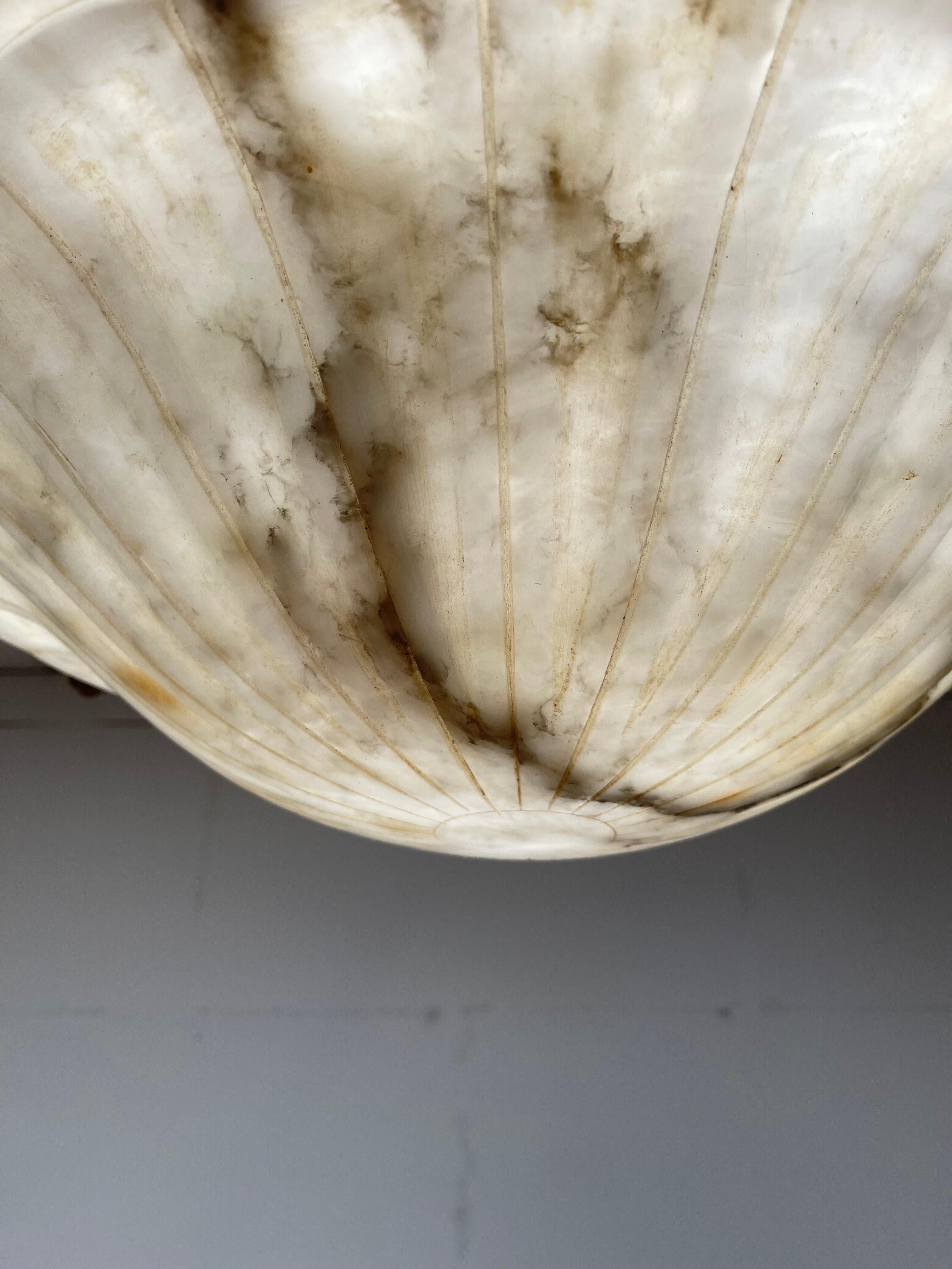 Extra Large & Stunning Design White & Black Alabaster Flush Mount or Pendant 5