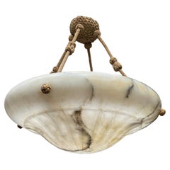 Extra Large 
Stunning Design White 
Black Alabaster Flush Mount or Pendant