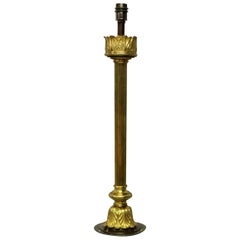 Larghe English Gilt Bronze Column Lamp