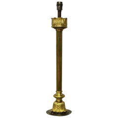 Larghe English Gilt Bronze Column Lamp