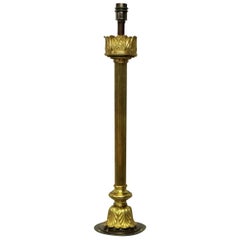 Larghe English Gilt Bronze Column Lamp