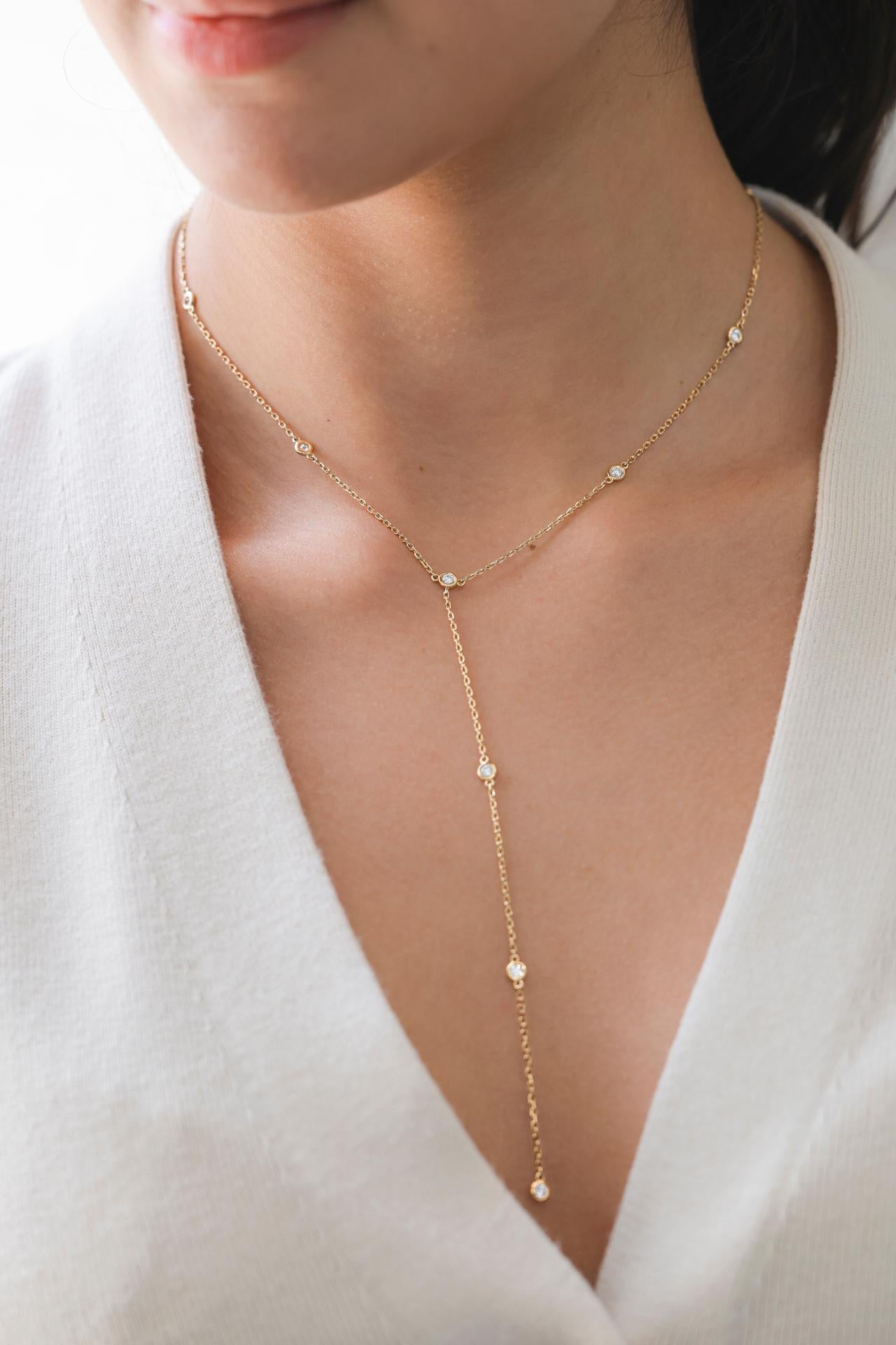 Collana con catena a castone Lariat 1,75 carati. In condizioni Nuovo in vendita a Los Angeles, CA