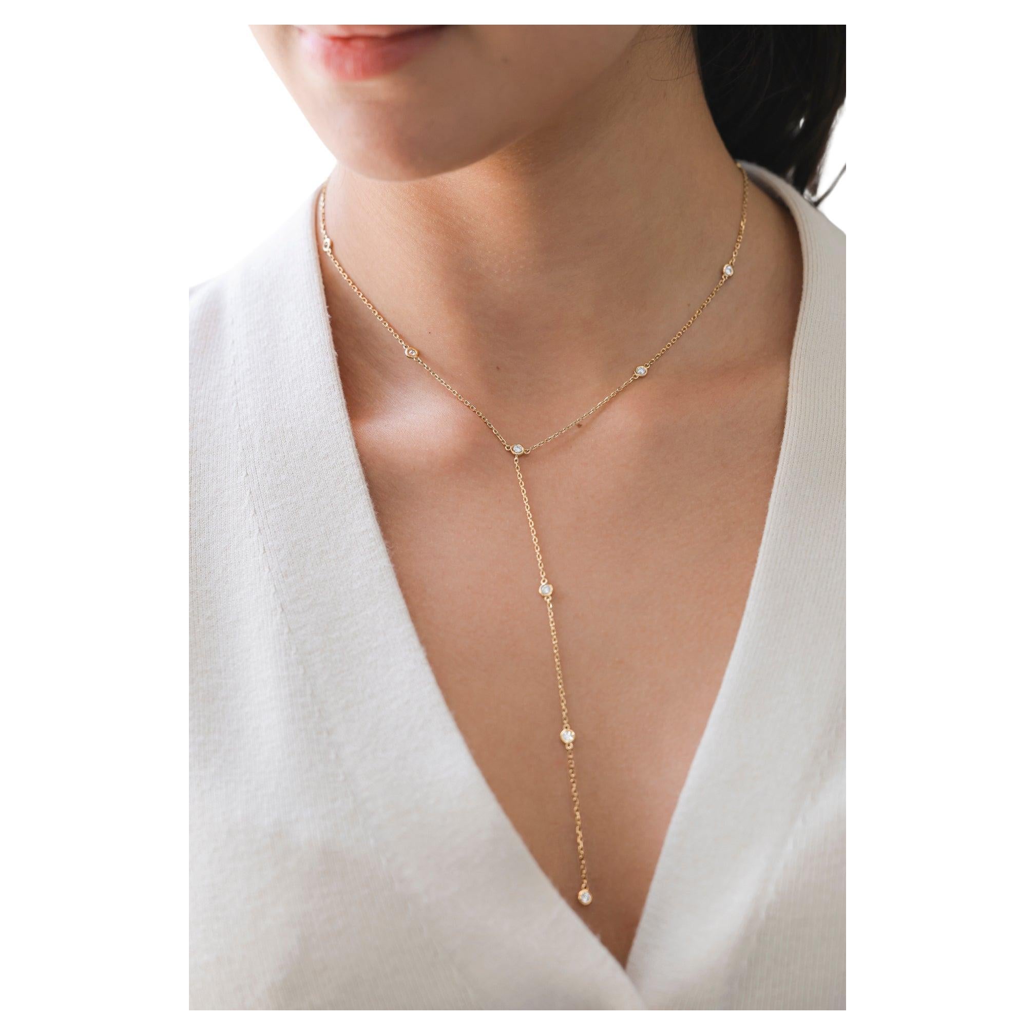 Collana con catena a castone Lariat 1,75 carati.