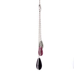 Lariat Chain - 18k White Gold - Purple, Pink and Silver Enamel - 18 Diamonds