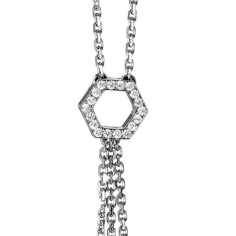 Donna Catena Lariat - Oro bianco 18 carati - Smalto viola, rosa e argento - 18 Diamond in vendita