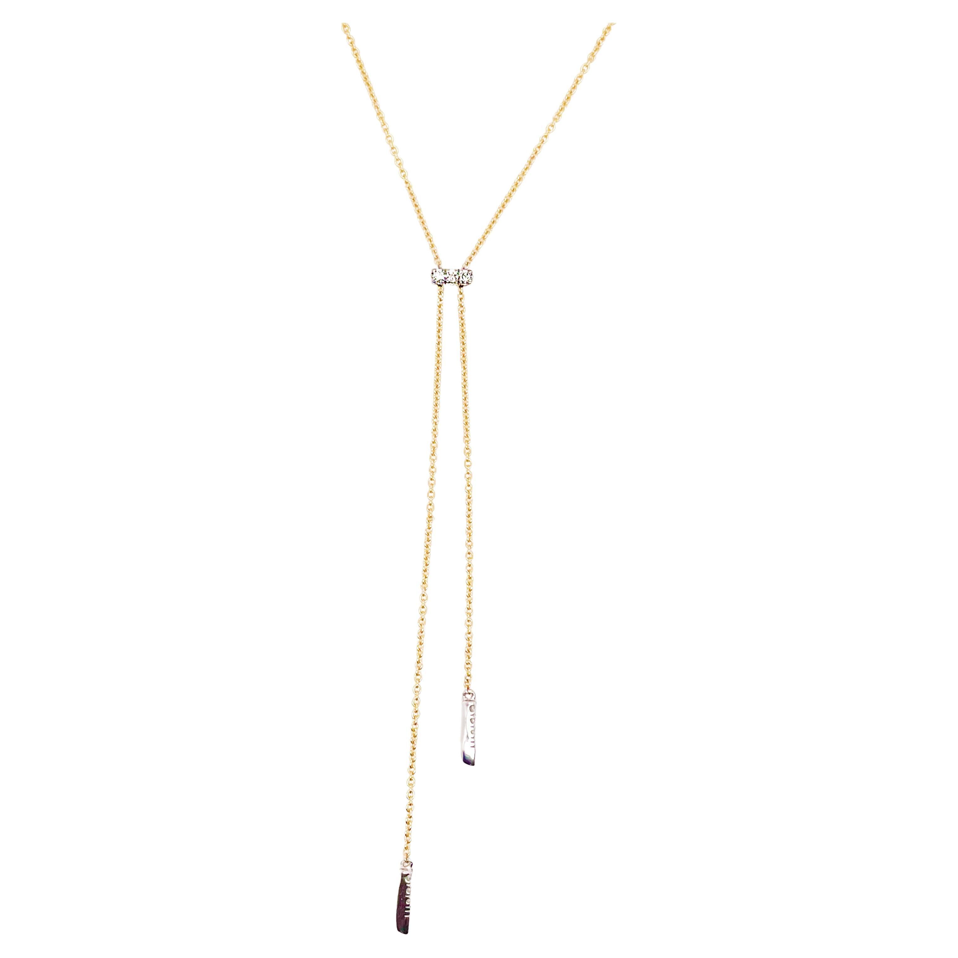 Lariat Choker Necklace w Diamond Bar and Spikes in Yellow Gold Mixed Metals For Sale