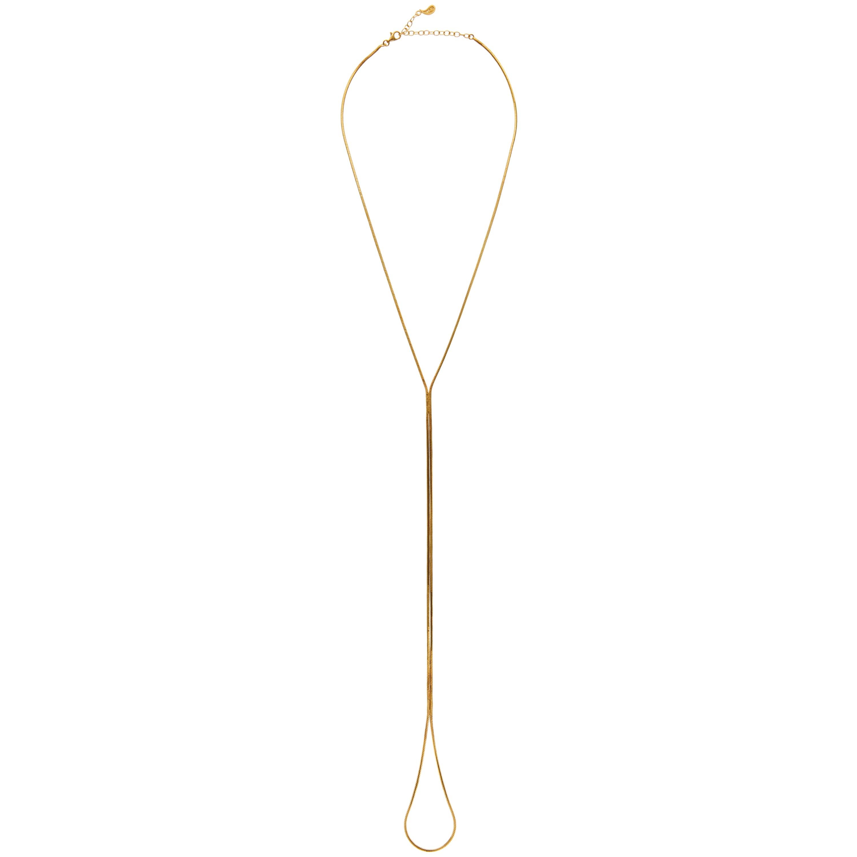  Necklace Lariat  Snake Chain Minimal Long  Liquid 18K Gold-Plated Greek Jewelry