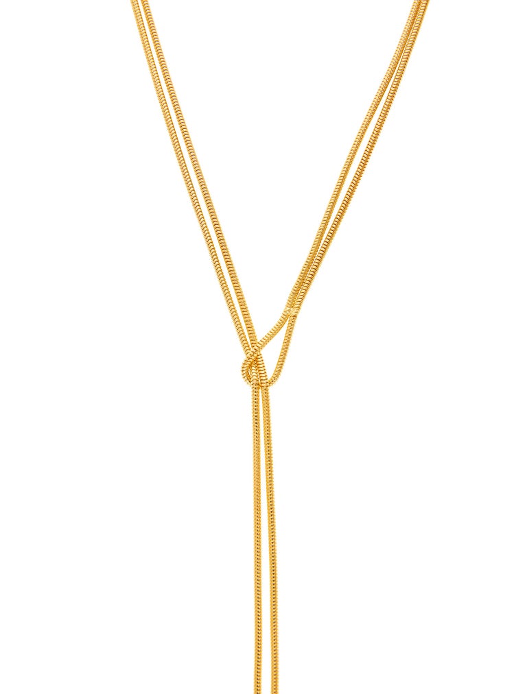 Necklace Lariat Chain Long Smart Minimal 18K GoldPlated Scurf Greek Jewelry For Sale at 1stDibs