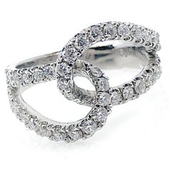 "Lariats" Love Knot Ring in Platinum and 0.88 Carats Diamonds