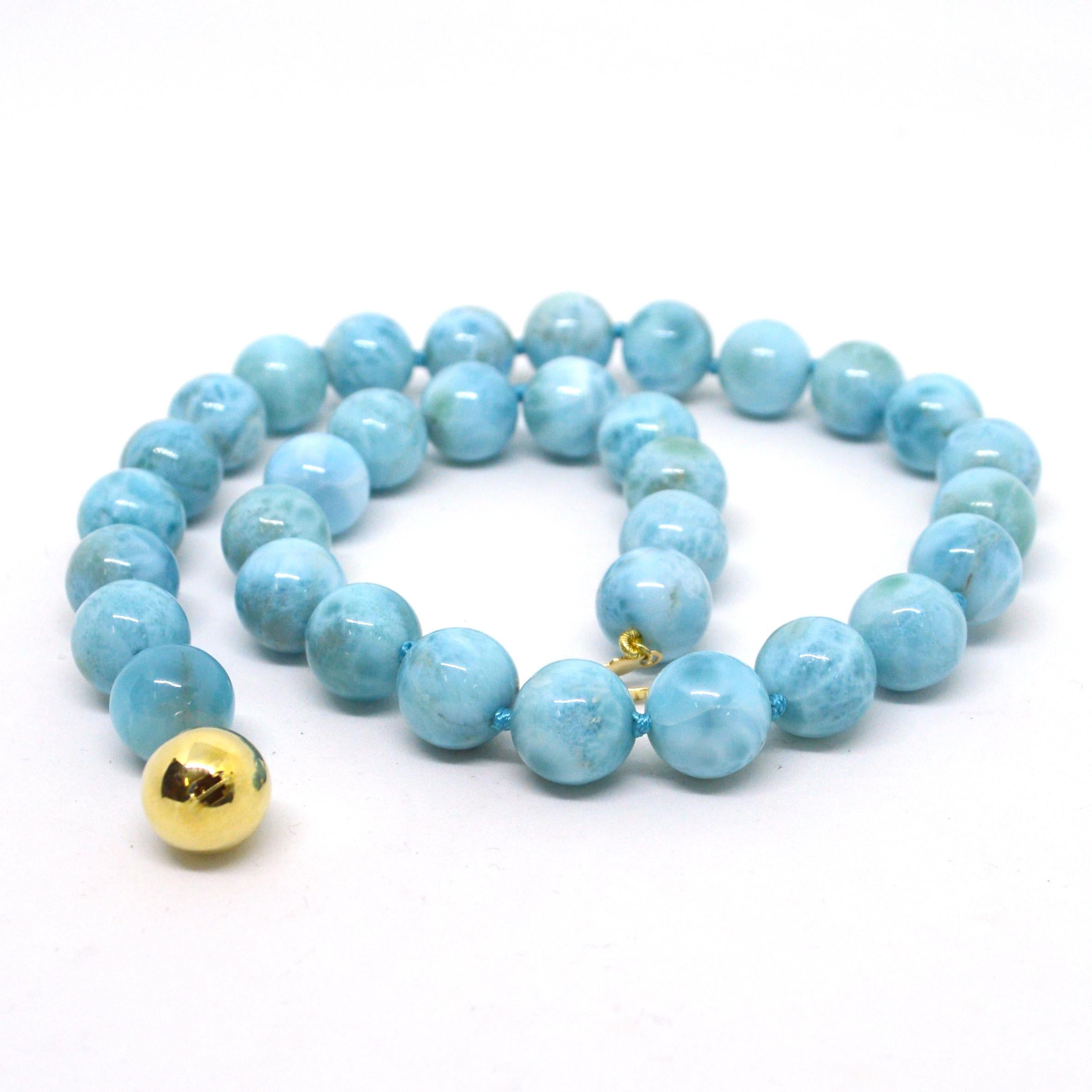 Decadent Jewels Larimar Gold Necklace In New Condition In Sydney, AU