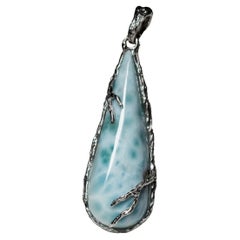 Larimar necklace silver Lagoon Mint Blue Natural Gemstone Mystique Style 