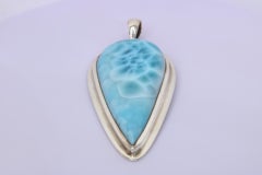 Pendentif Larimar en argent sterling 925