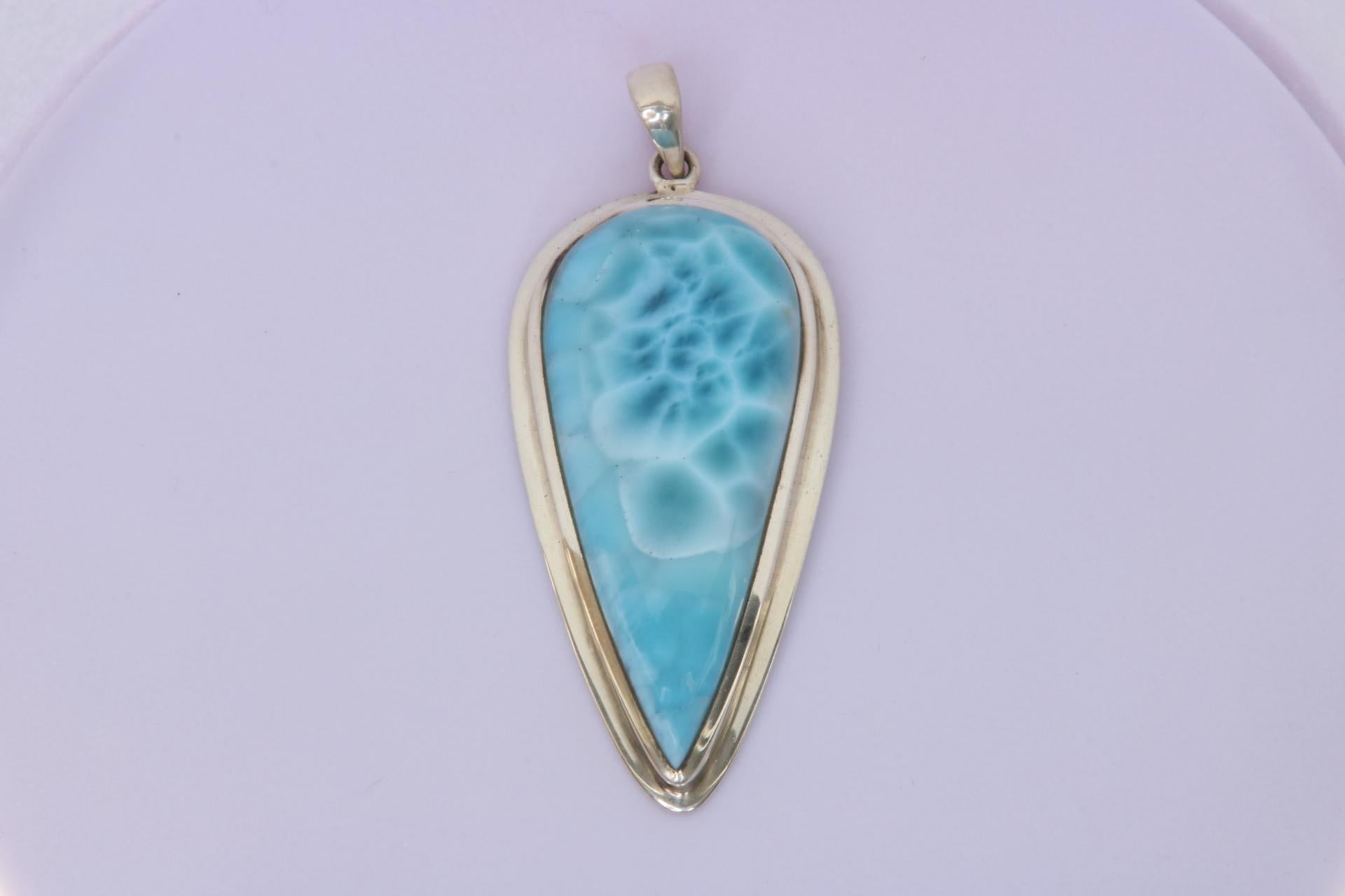 Contemporaneo Ciondolo di larimar in argento sterling 925 in vendita