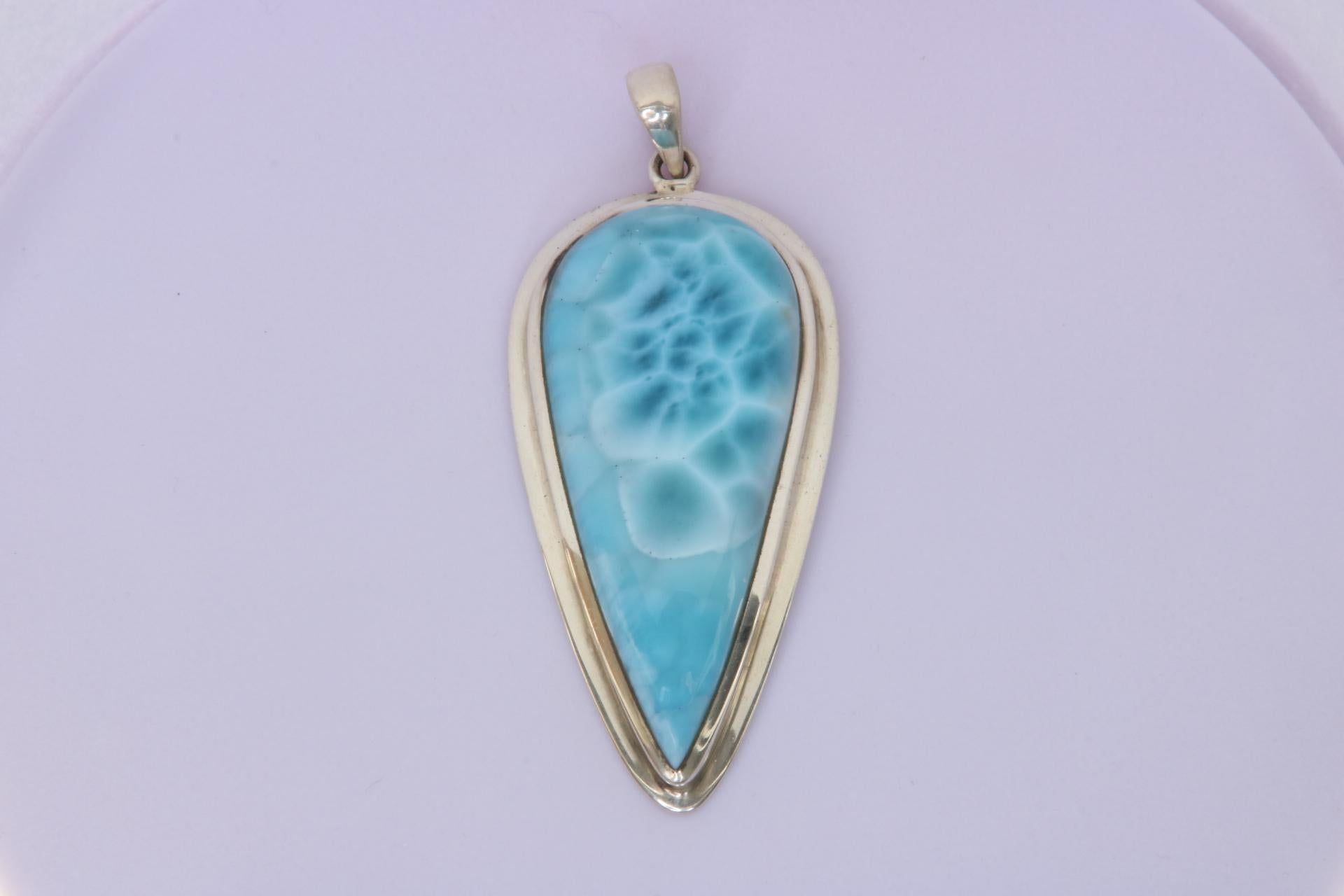 Contemporain Pendentif Larimar en argent sterling 925 en vente