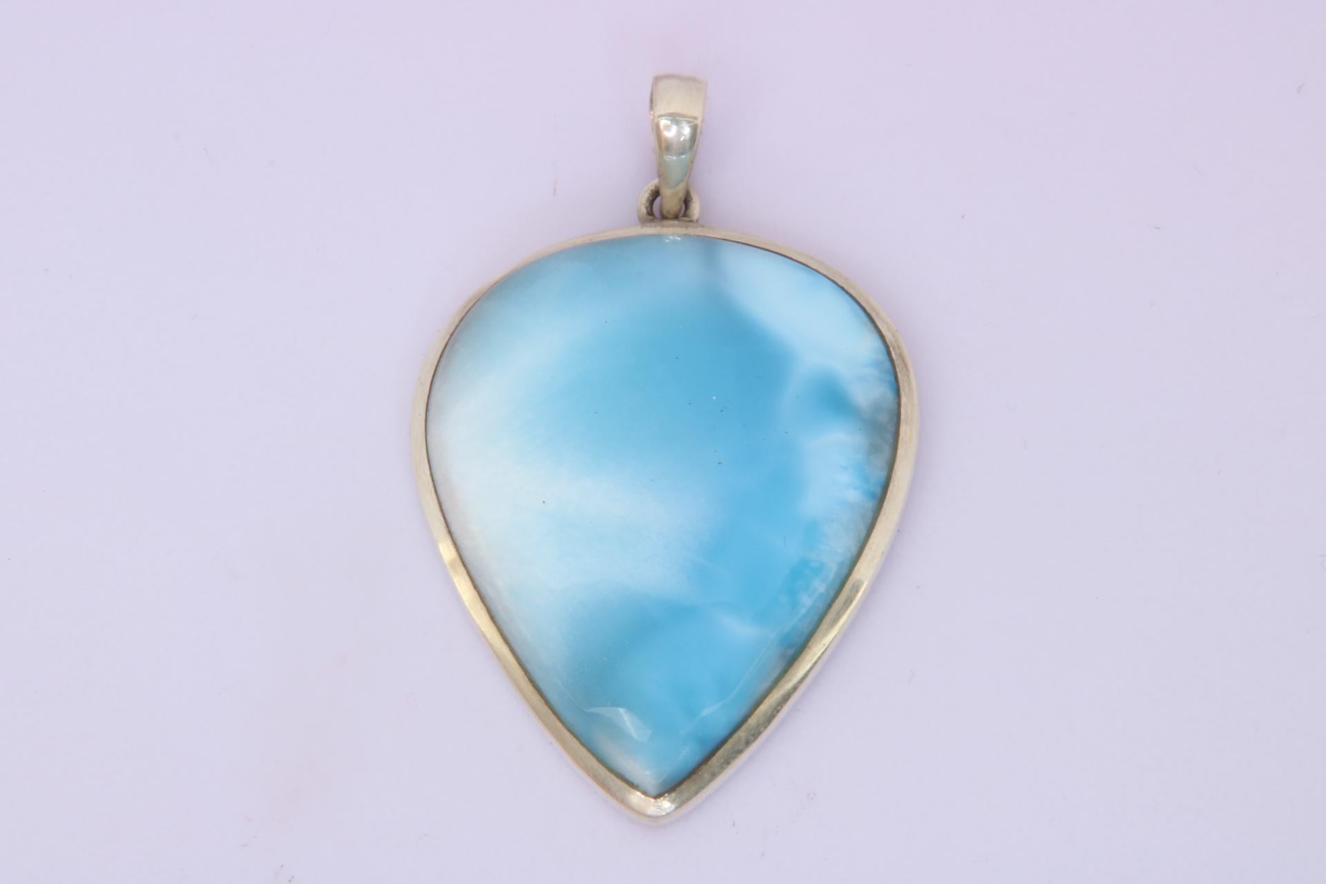 Contemporary Larimar Pendant in 925 Sterling Silver For Sale