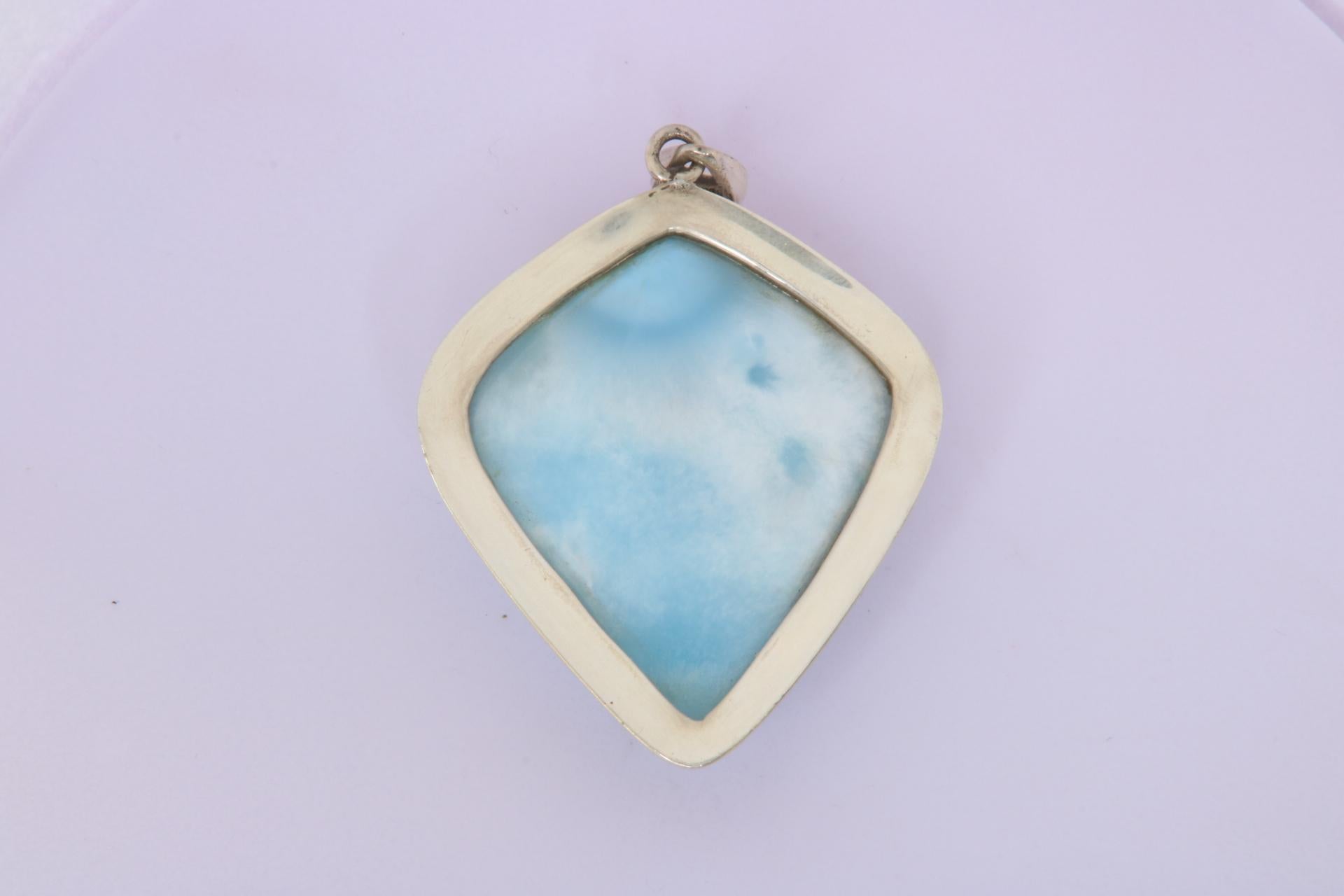 Grezzo Ciondolo di larimar in argento sterling 925 in vendita