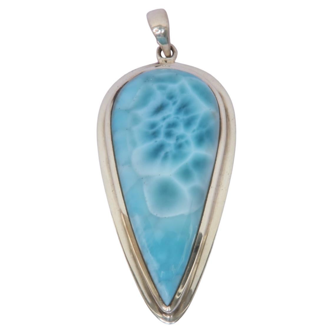 Larimar Pendant in 925 Sterling Silver For Sale