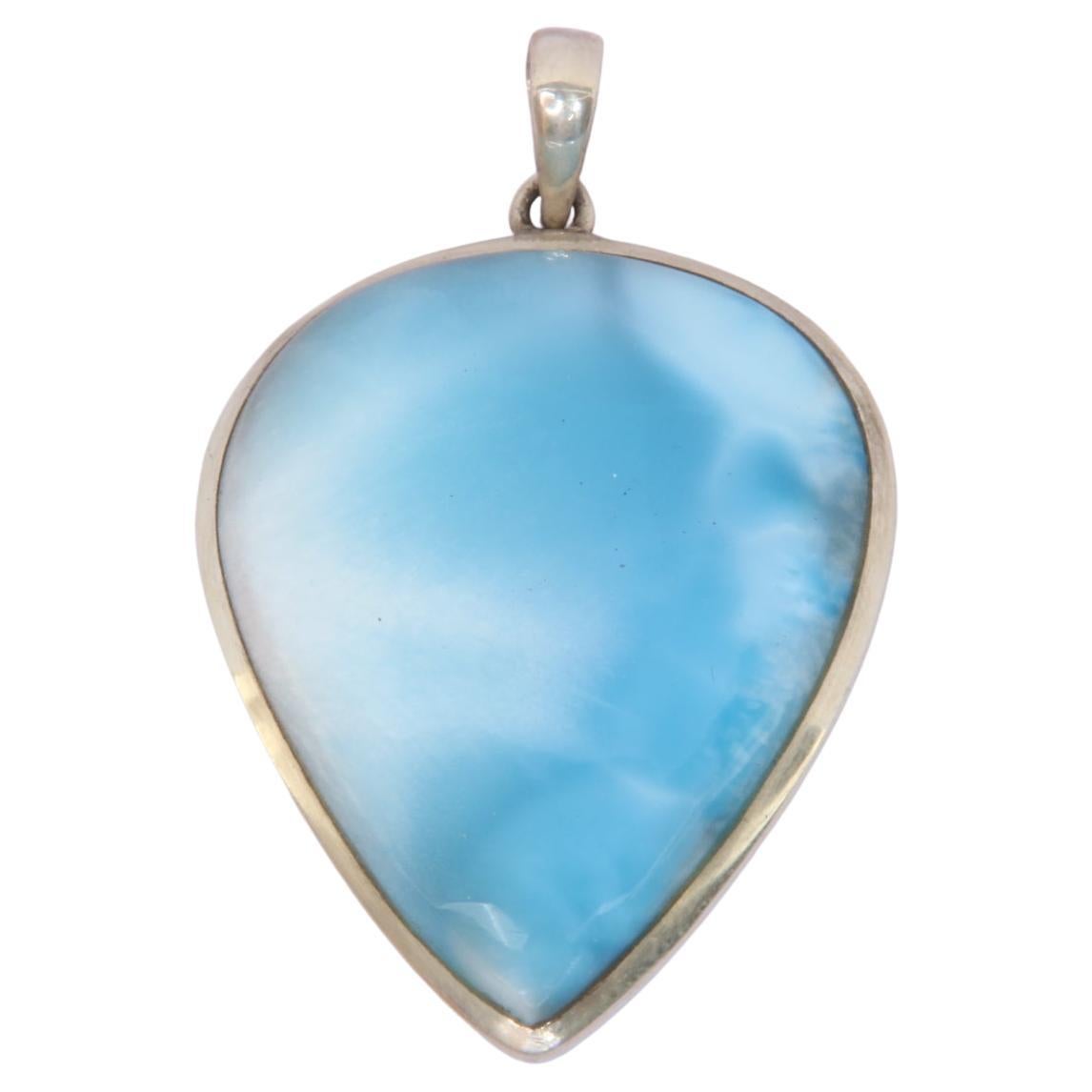 Larimar Pendant in 925 Sterling Silver For Sale