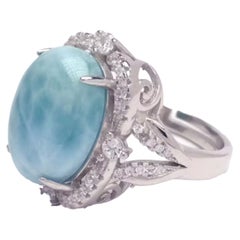 Larimar Ring White Gold Plated