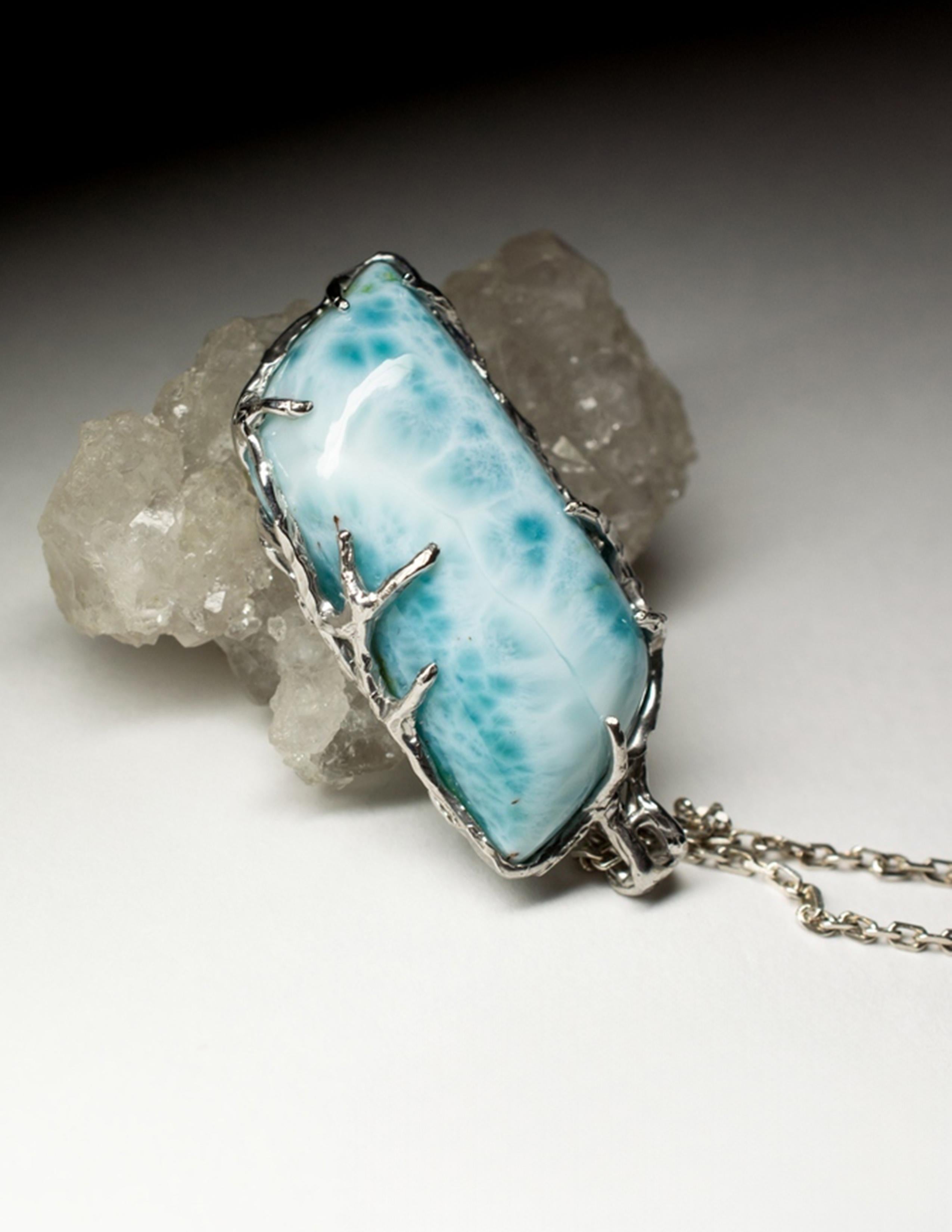 Larimar Collana in argento Ciondolo blu Regalo per una persona speciale Anniversario di matrimonio In condizioni Nuovo in vendita a Berlin, DE