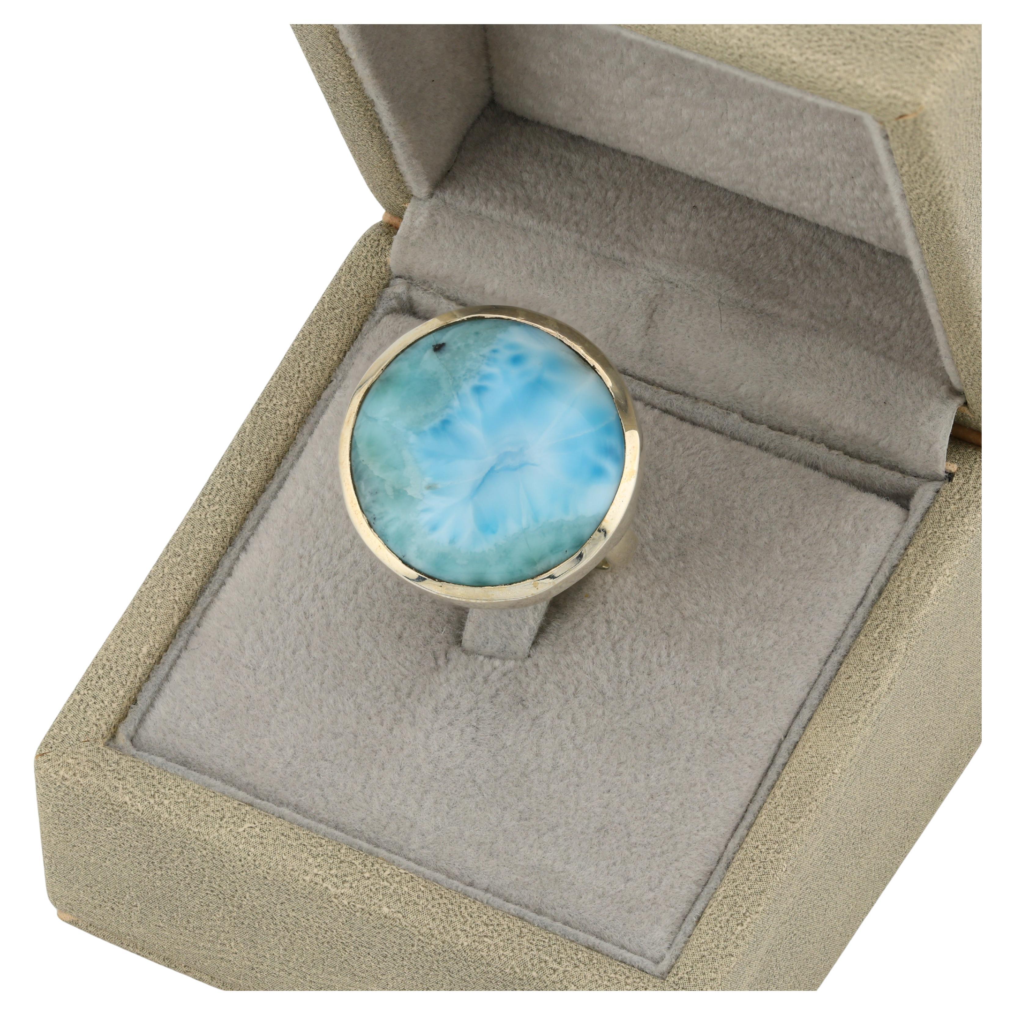 Larimar Silber Ring im Angebot