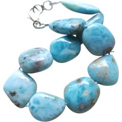 Larimar Sterling Silver Strand Clasp Bracelet, 1990s