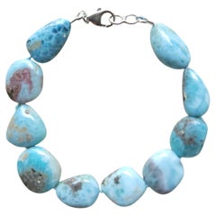 Larimar Sterling Silver Strand Clasp Bracelet, 1990s