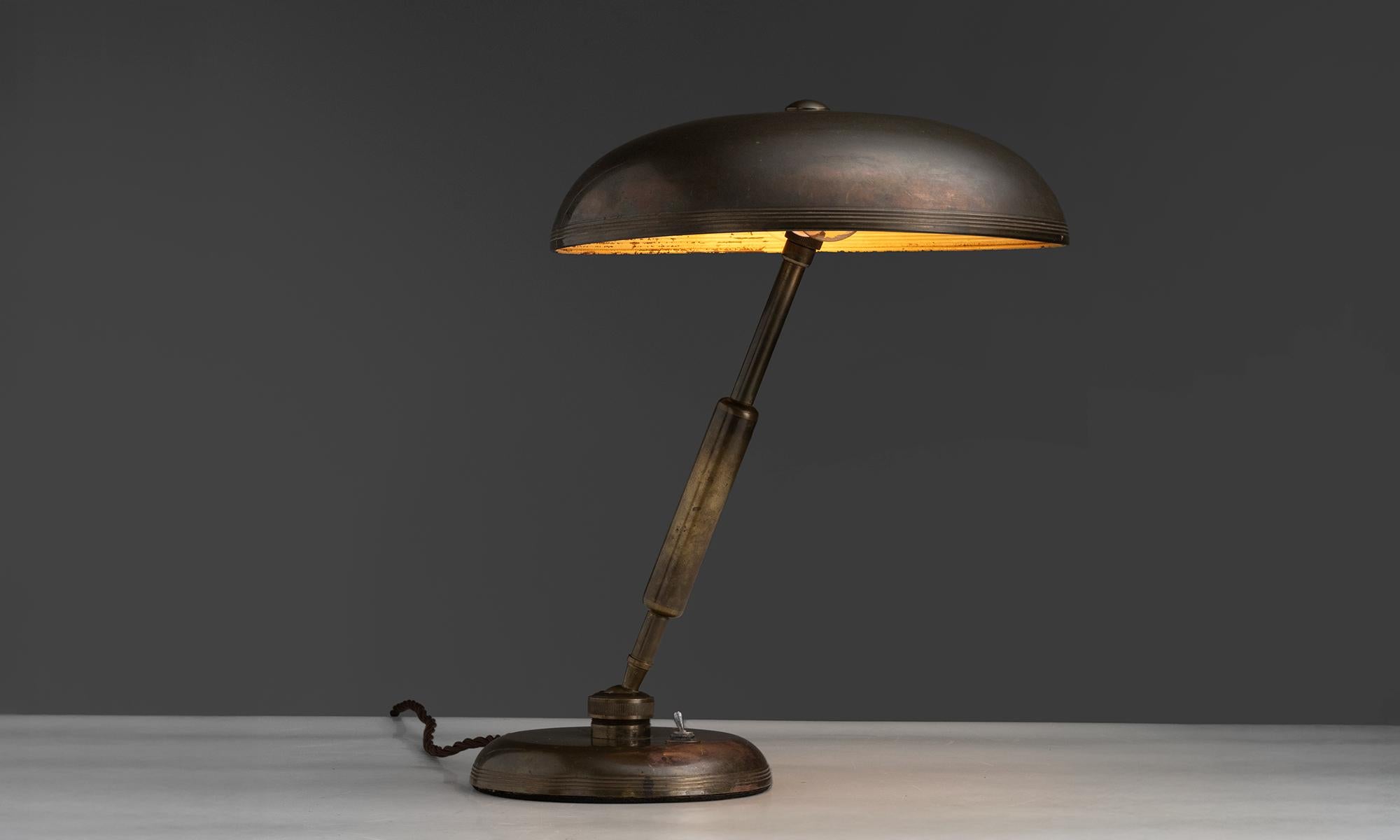 Italy, 1940
Brass table lamp, designed by the architect Giovanni Michelucci
12”dia x 17”h
Ref. L5201
$ 3,600