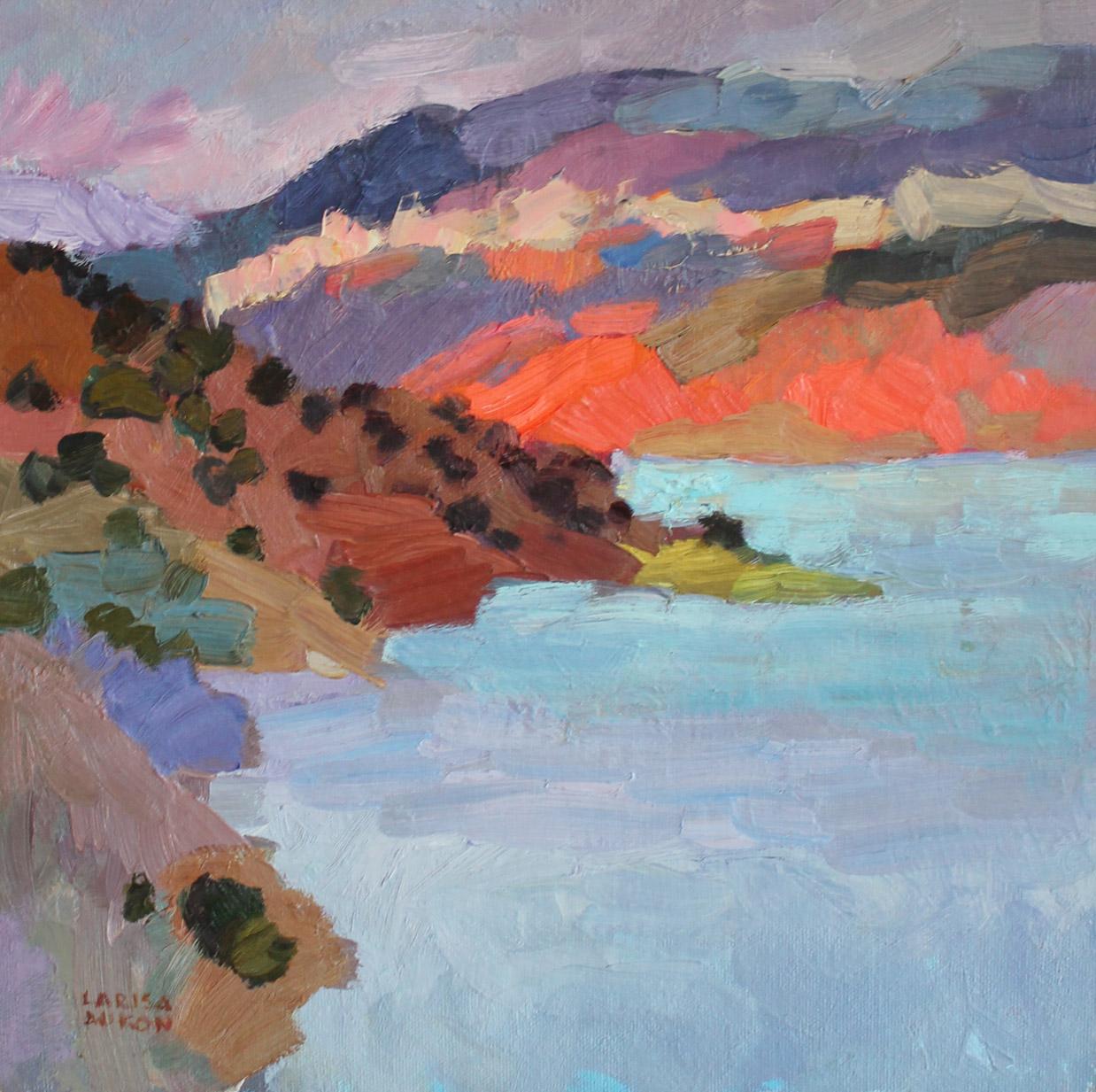 Larisa Aukon Landscape Painting - Lake's Edge