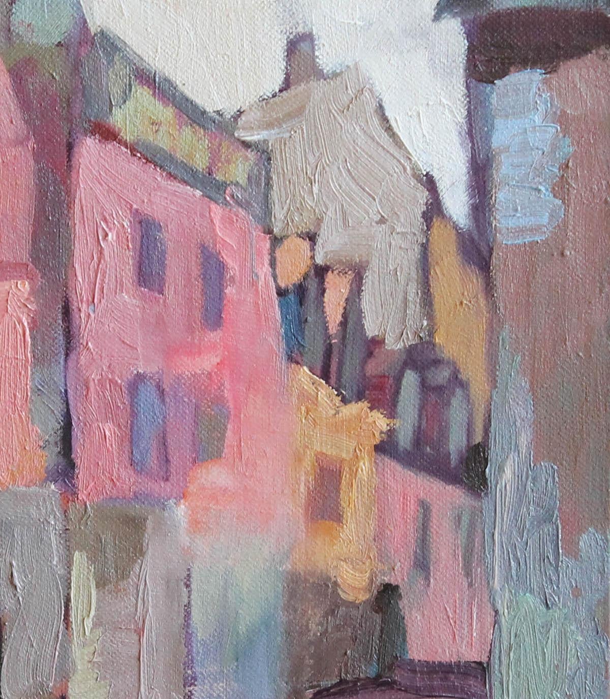 Riga Pinks - Modern Painting by Larisa Aukon
