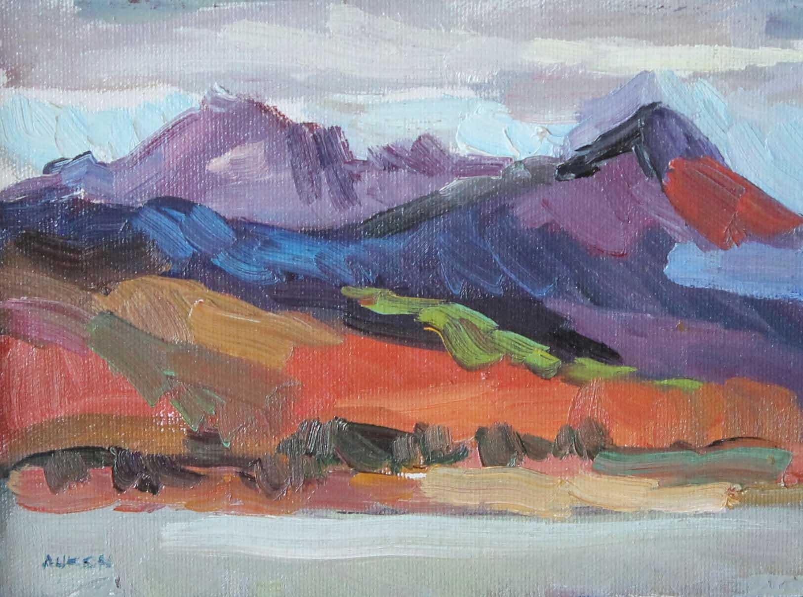 Larisa Aukon Landscape Painting - Two Peaks