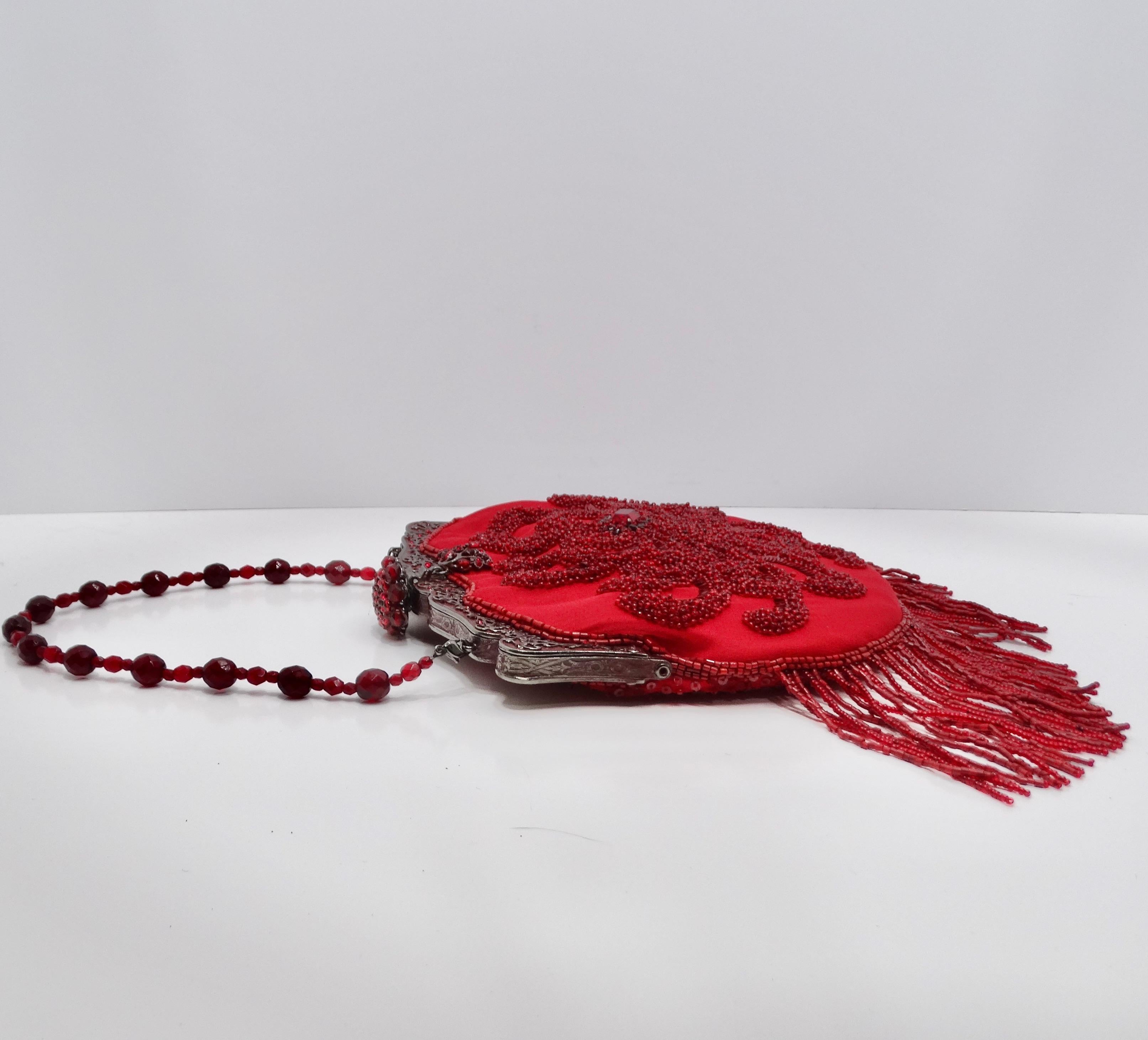 Larisa Barrera Red Embellished Evening Bag For Sale 1