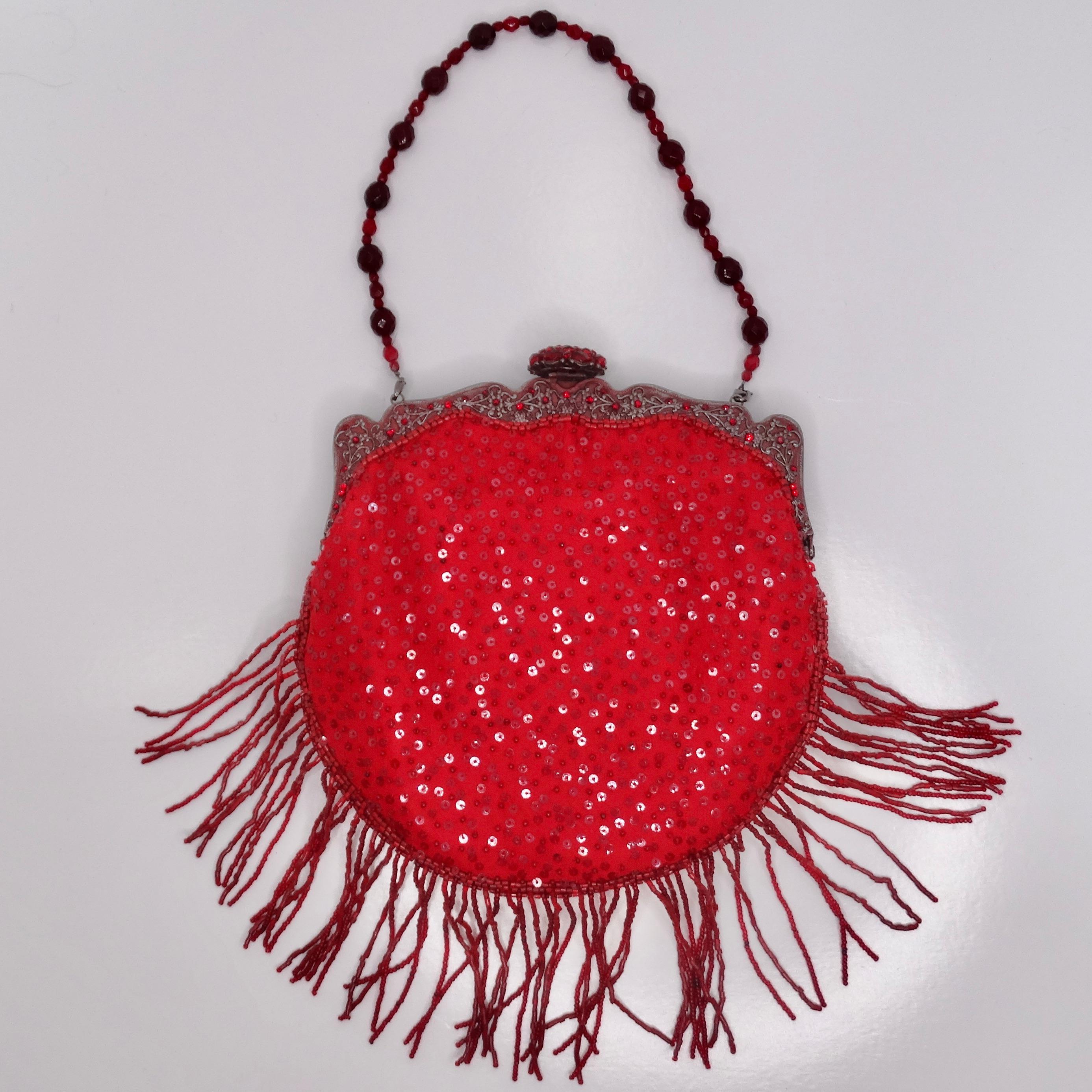 Larisa Barrera Red Embellished Evening Bag For Sale 4