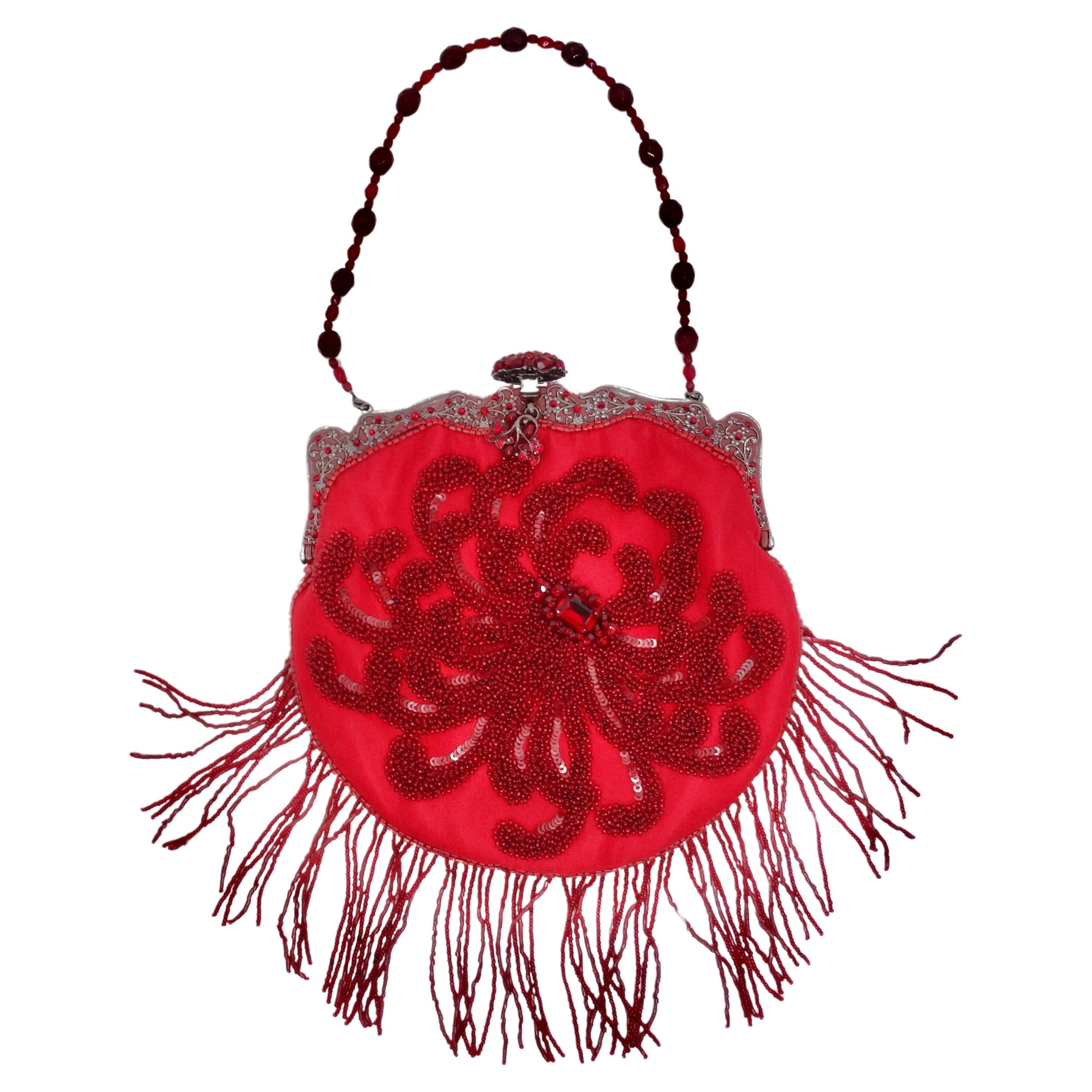 Larisa Barrera Red Embellished Evening Bag For Sale