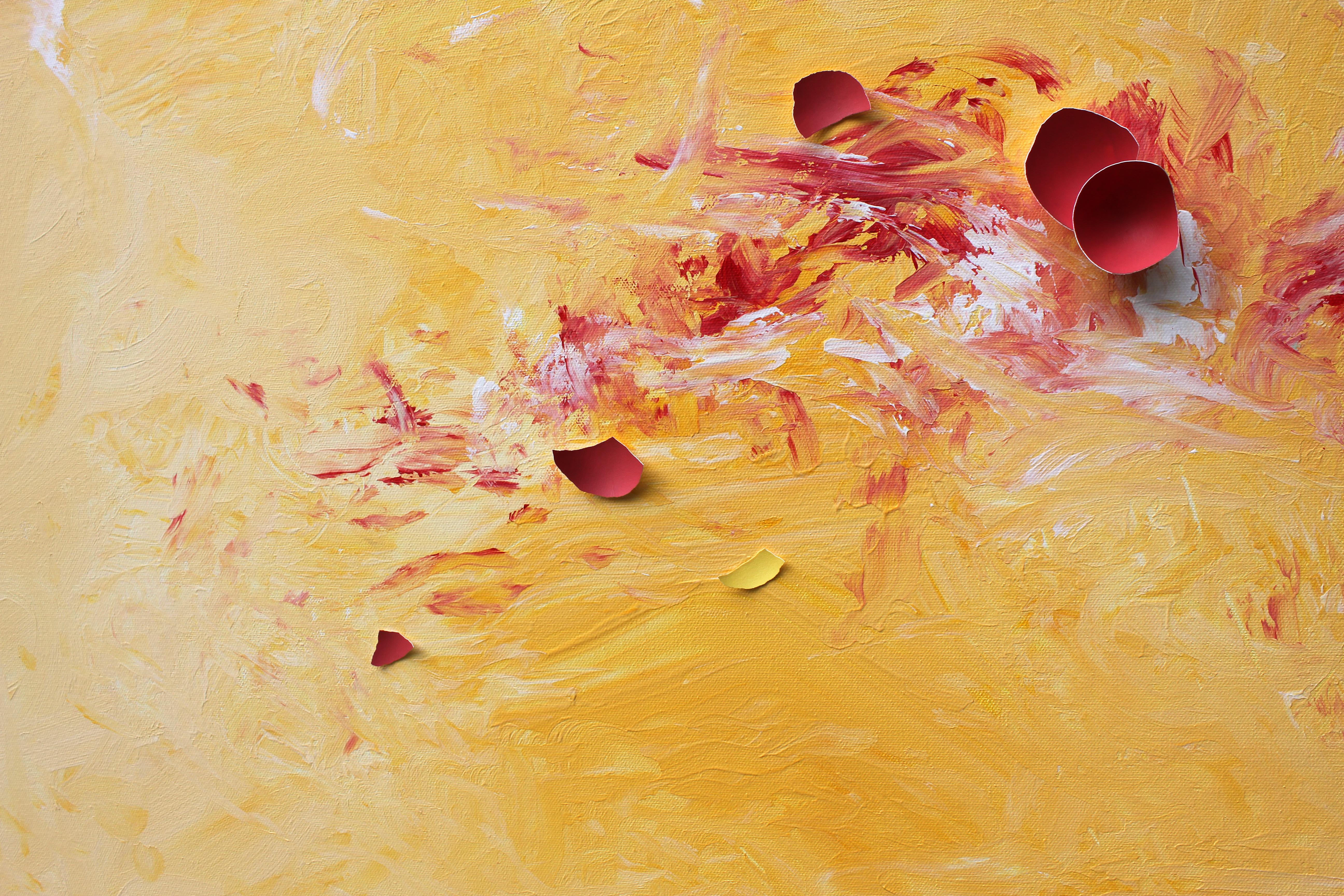 In the Light  - Orange Abstract Painting by Larisa Safaryan