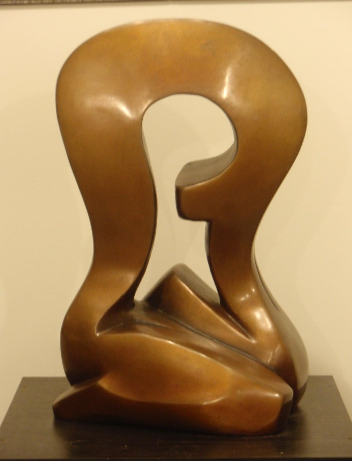 Baby, Bronze Sculpture with Patina, Ed 1/10 - Gold Abstract Sculpture by Larissa Smagarinsky