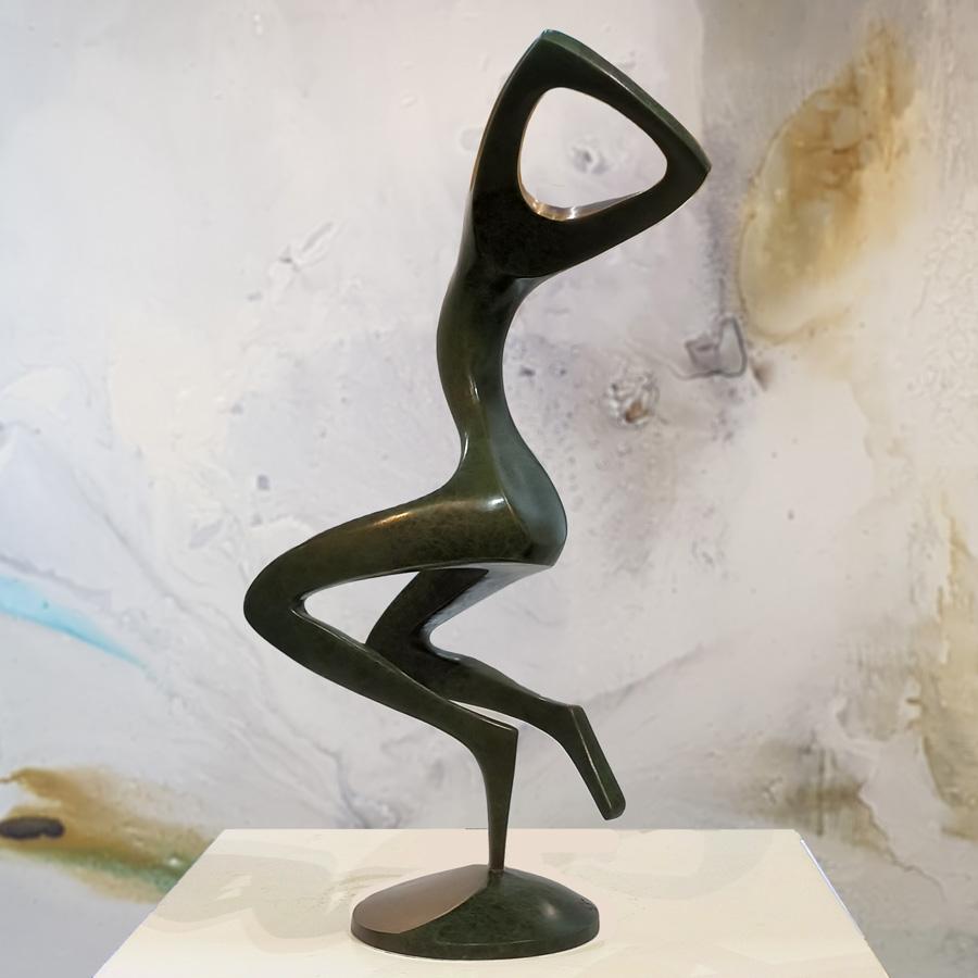 Dancer Movement #3, Bronze Sculpture with Patina, Ed 3/10 - Gold Abstract Sculpture by Larissa Smagarinsky