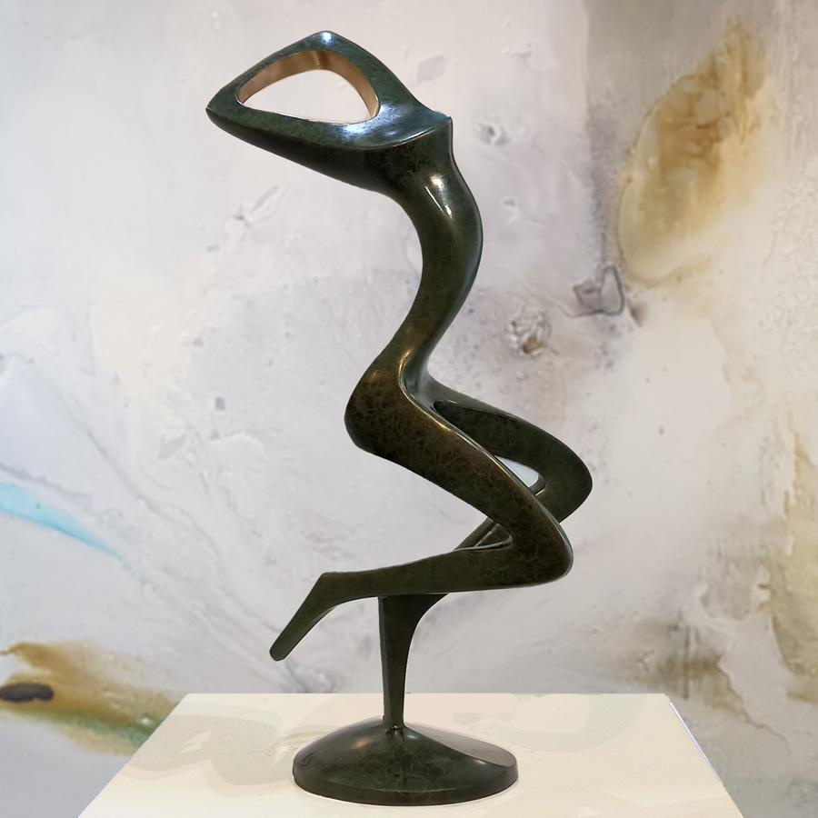 Dancer Movement #3, Bronze Sculpture with Patina, Ed 3/10 - Gold Figurative Sculpture by Larissa Smagarinsky