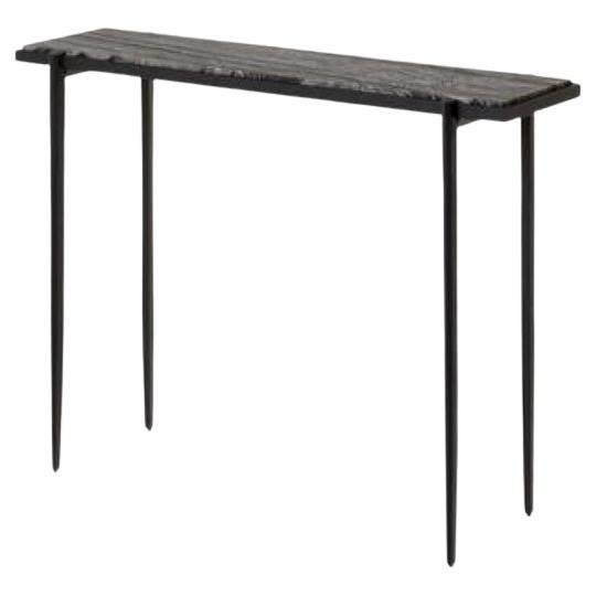 Lark Console, Hand Forged Iron Base, Silver Wave Marble Top