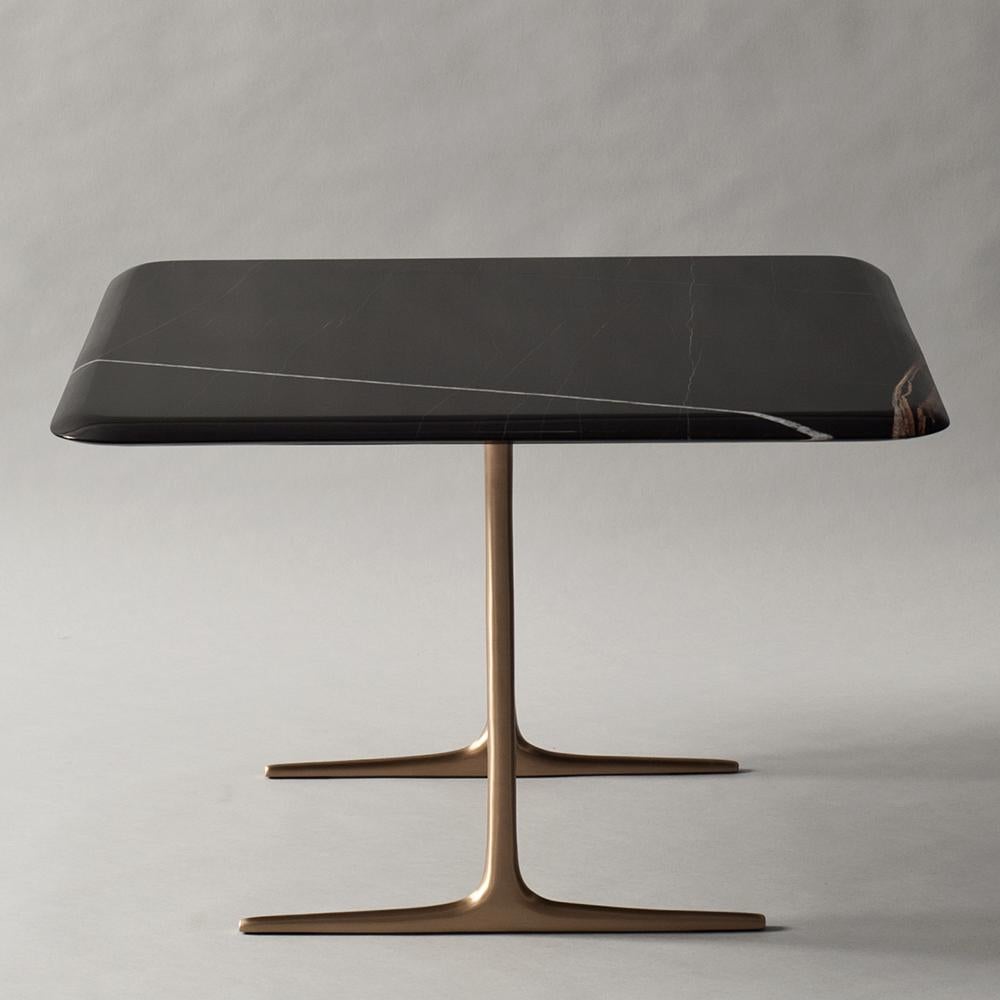 Indian Lark Side or Cocktail Table by DeMuro Das with Black Marble Top and Bronze Legs