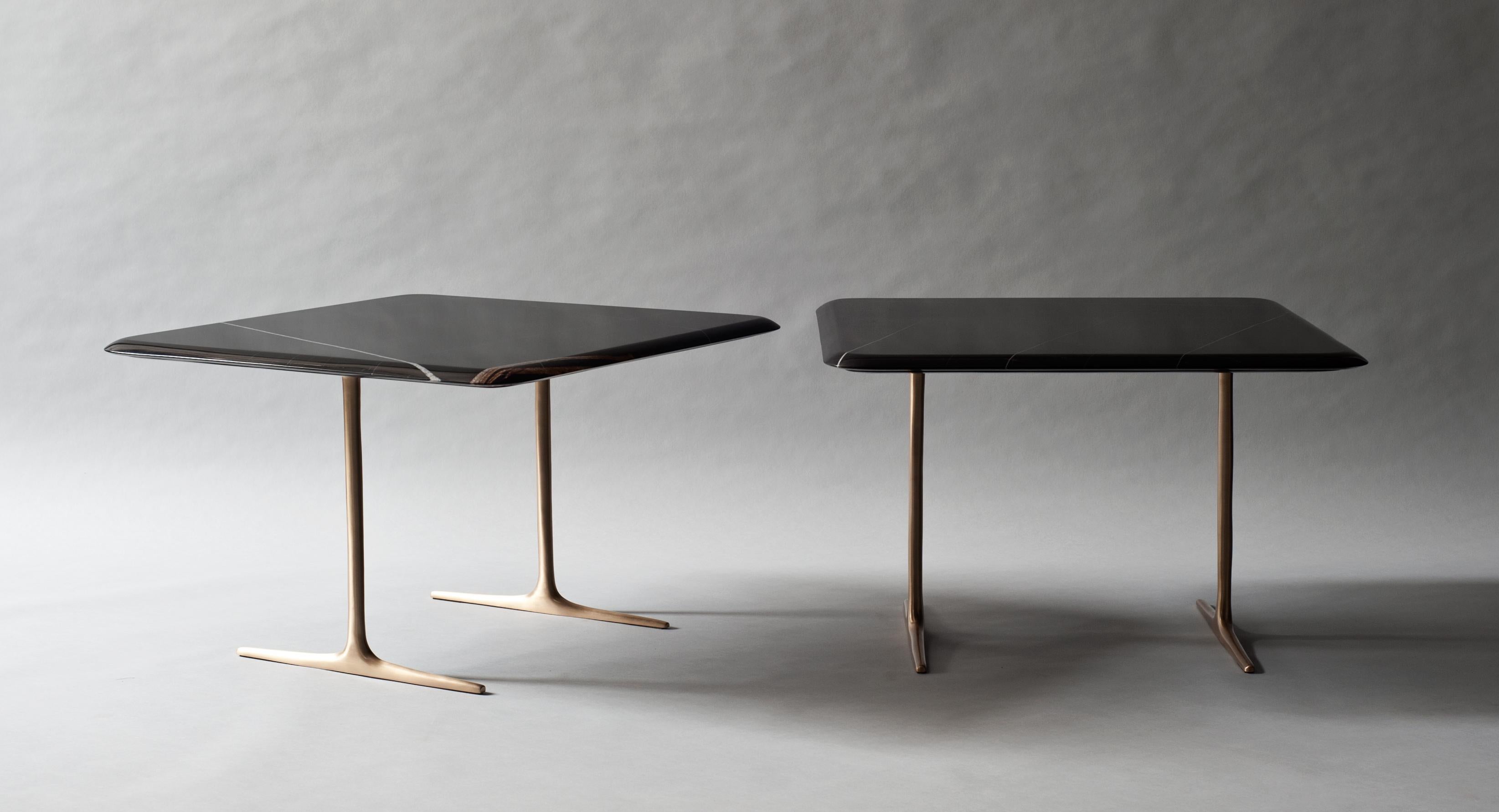 Lark Side or Cocktail Table by DeMuro Das with Black Marble Top and Bronze Legs In New Condition In New York, NY