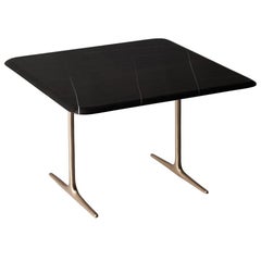 Lark Side or Cocktail Table by DeMuro Das with Black Marble Top and Bronze Legs