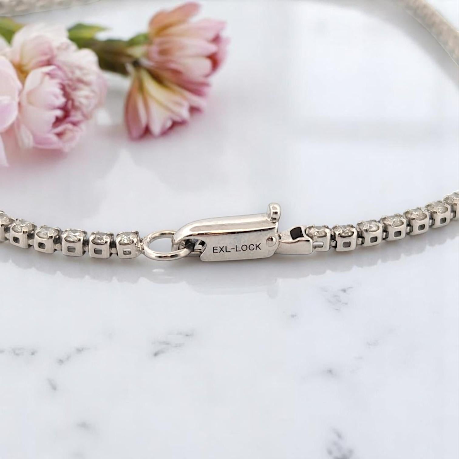Larkin  Pulsera de tenis de oro blanco de 14 quilates con diamantes redondos naturales de 1,50 ctw Corte redondo en venta
