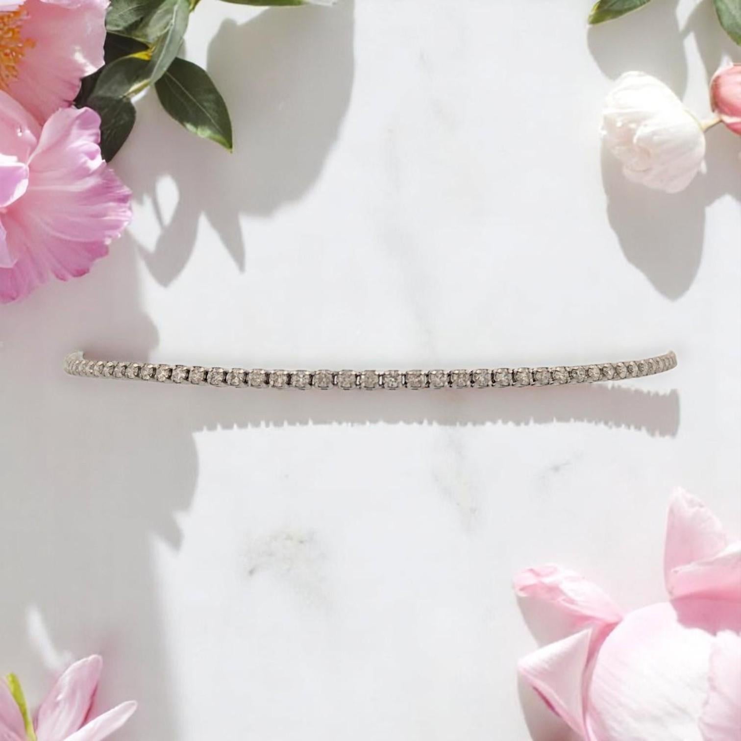 Femenino o masculino Larkin  Pulsera de tenis de oro blanco de 14 quilates con diamantes redondos naturales de 1,50 ctw en venta