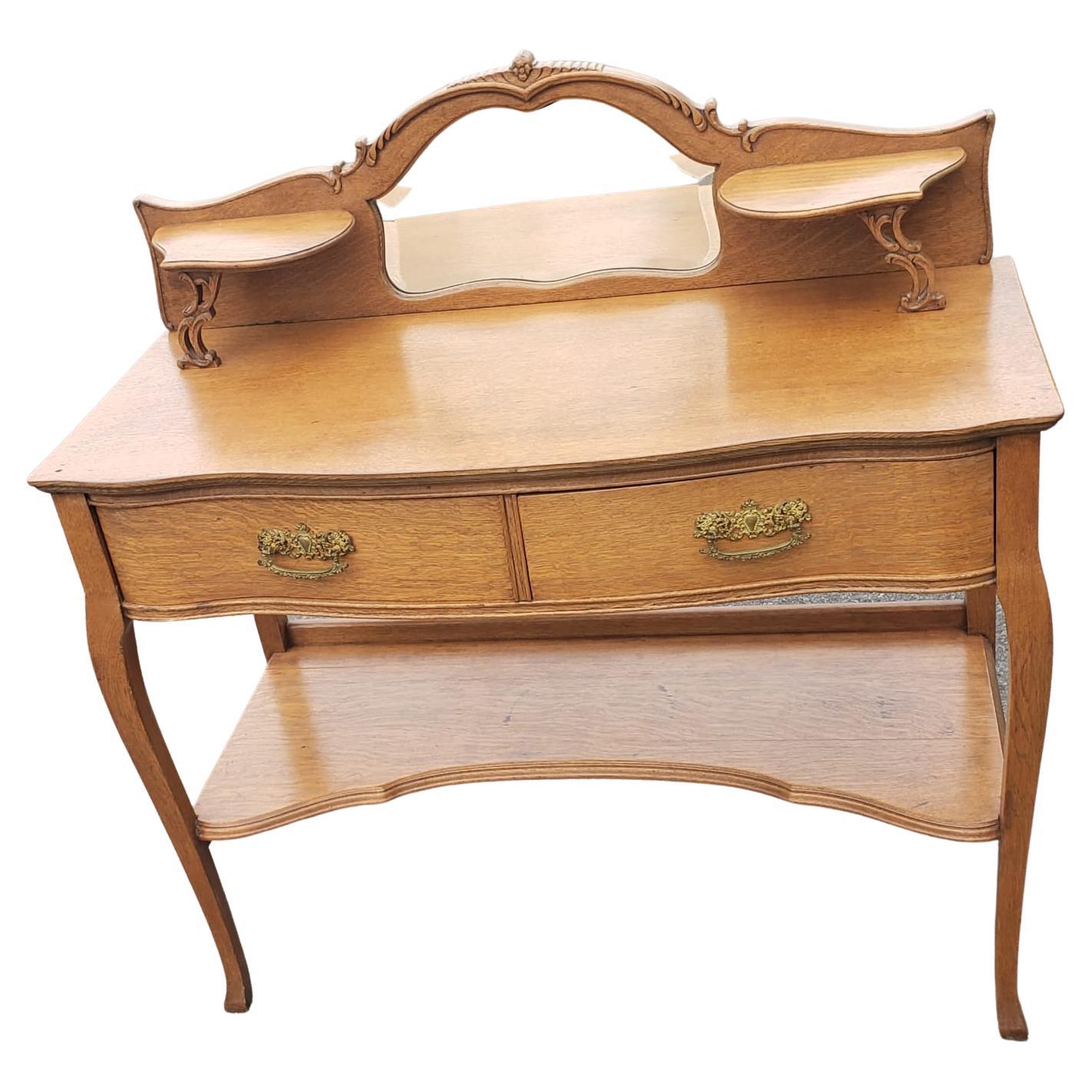 Victorian Larkin and Co. Antique Tier Quater Sawn Oak Vanity / Dresser Circa 1930s For Sale
