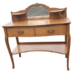Larkin and Co. Antique Tier Quater Sawn Oak Vanity / Dresser Circa 1930s