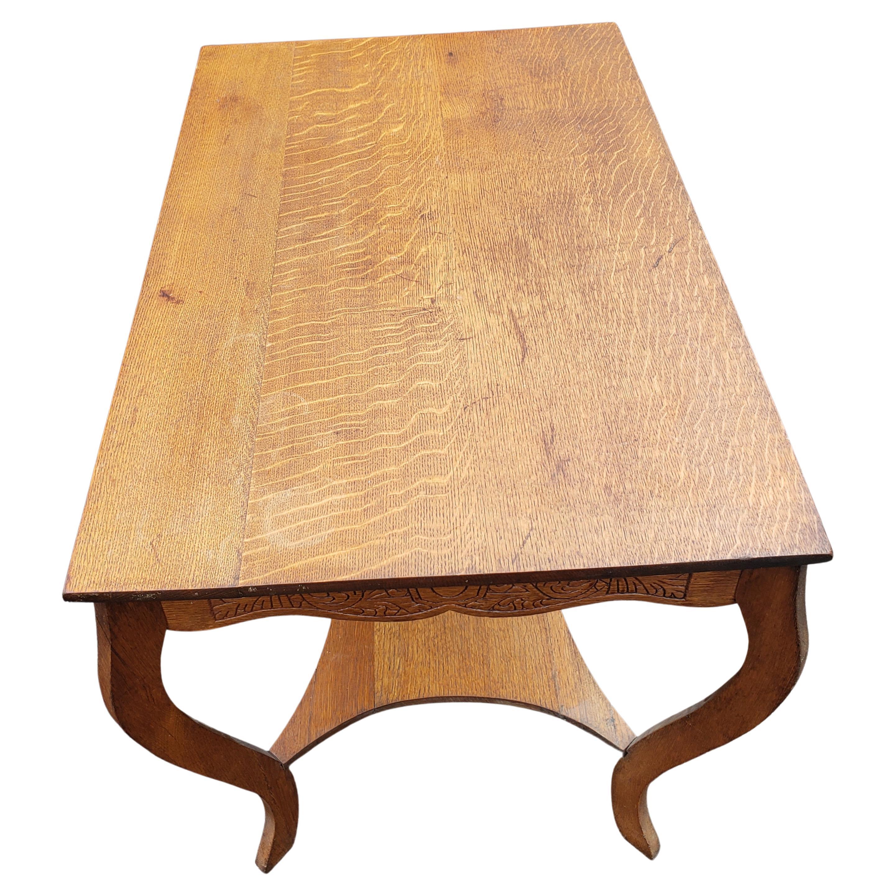 American Larkin Solid Antique Oak Quatersawn Table, circa 1900s For Sale