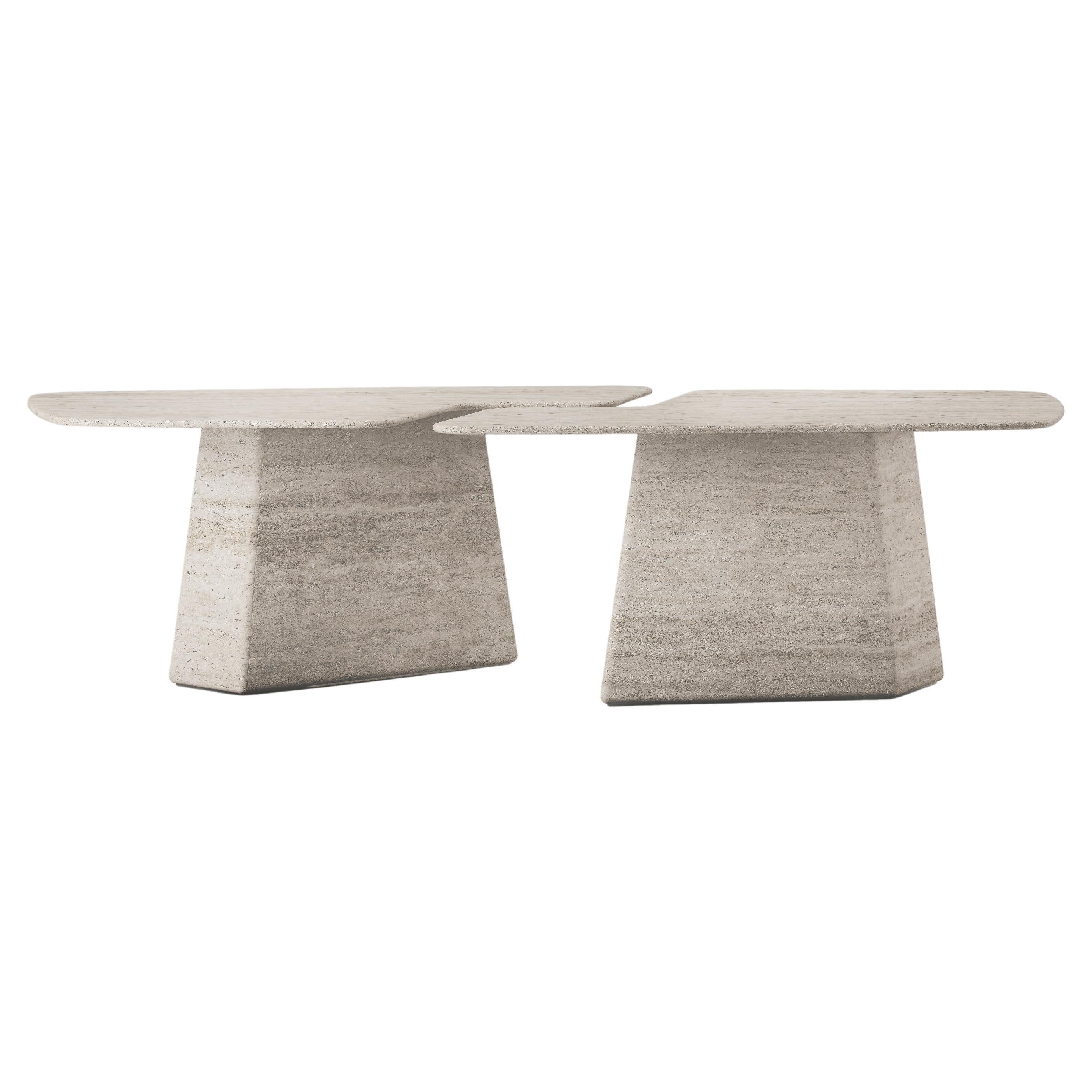 Mesa de comedor Armando de mármol travertino