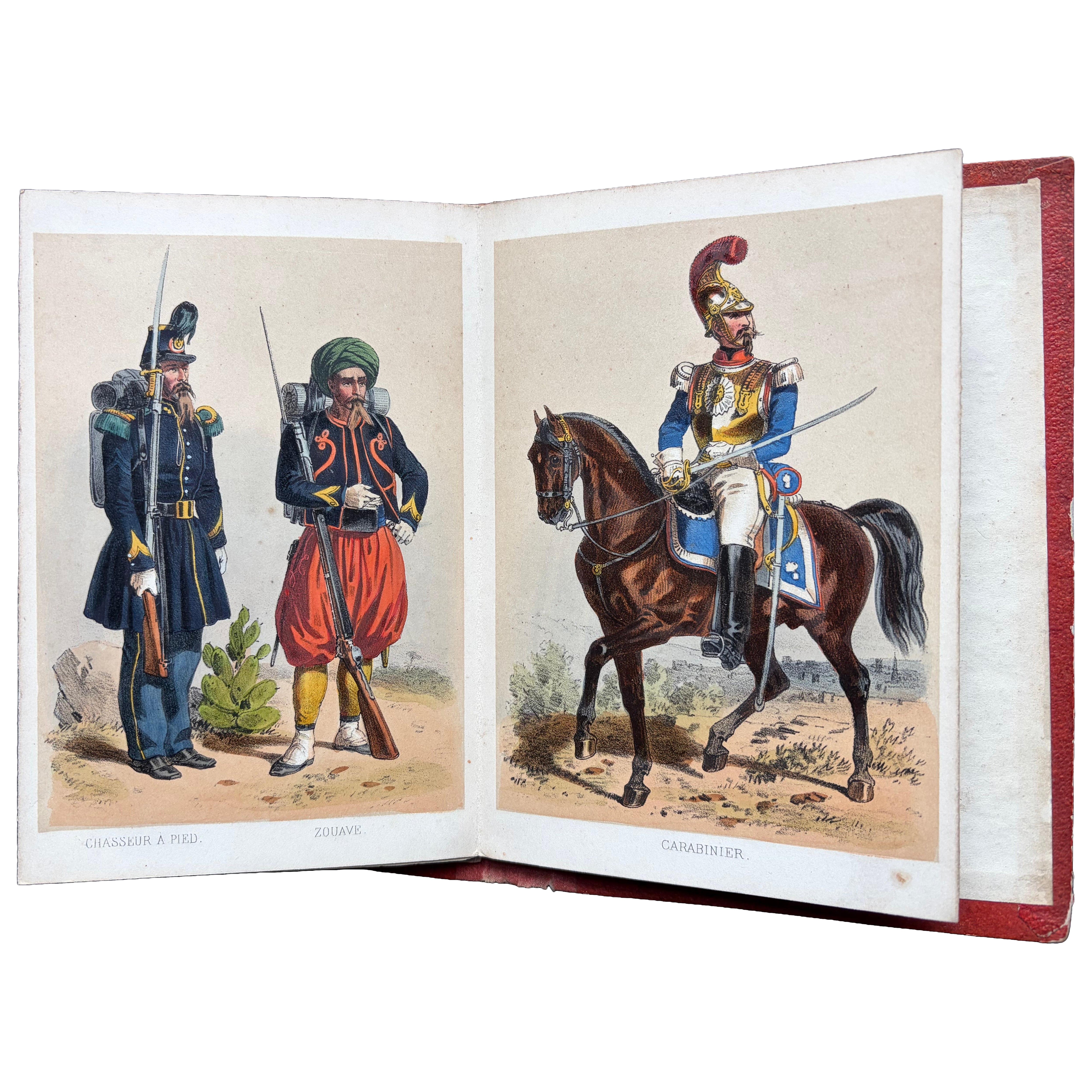 L’Armée, La Garde Impériale – Antique Concertina of 20 Military Plates, 1856 For Sale
